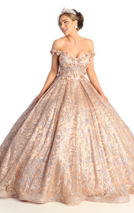 LA Merchandise LA169 Off Shoulder Quinceanera Ball Gown - ROSEGOLD - LA Merchandise