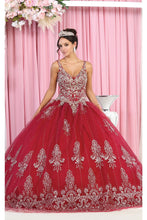 Load image into Gallery viewer, LA Merchandise LA173 Embroidered Sleeveless Quince Ball Gown - BURGUNDY GOLD - LA Merchandise