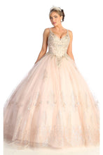 Load image into Gallery viewer, LA Merchandise LA173 Embroidered Sleeveless Quince Ball Gown - BLUSH GOLD - LA Merchandise