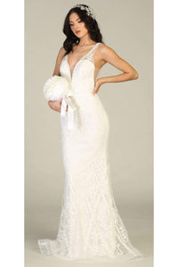 LA Merchandise LA1758B Sexy Sleeveless Embroidered Bridal Evening Gown - - LA Merchandise