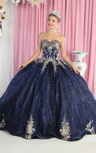 Load image into Gallery viewer, LA Merchandise LA179 Embroidered Strapless Corset Quinceanera Ball Gown - NAVY BLUE GOLD - LA Merchandise