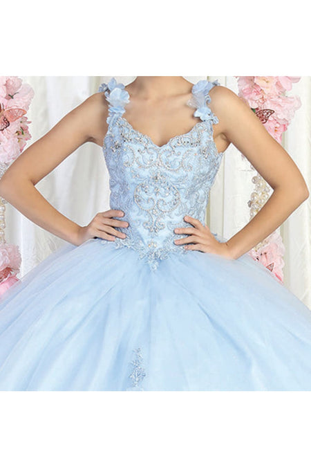 LA Merchandise LA180 Sleeveless Corset V-Neck Embroidered Quinceanera Ball Gown - - LA Merchandise
