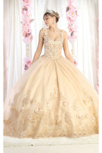 Load image into Gallery viewer, LA Merchandise LA180 Sleeveless Corset V-Neck Embroidered Quinceanera Ball Gown - CHAMPAGNE - LA Merchandise