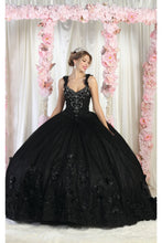 Load image into Gallery viewer, LA Merchandise LA180 Sleeveless Corset V-Neck Embroidered Quinceanera Ball Gown - BLACK - LA Merchandise