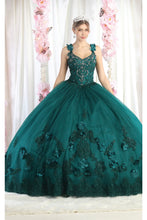 Load image into Gallery viewer, LA Merchandise LA180 Sleeveless Corset V-Neck Embroidered Quinceanera Ball Gown - HUNTER GREEN - LA Merchandise