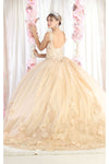 Load image into Gallery viewer, LA Merchandise LA180 Sleeveless Corset V-Neck Embroidered Quinceanera Ball Gown - - LA Merchandise