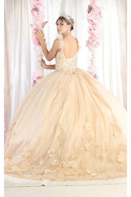 LA Merchandise LA180 Sleeveless Corset V-Neck Embroidered Quinceanera Ball Gown - - LA Merchandise
