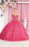 Load image into Gallery viewer, LA Merchandise LA183 Corset Off Shoulder Quinceanera Ball Gown - FUCHSIA - LA Merchandise