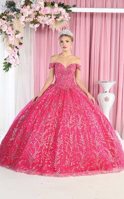 LA Merchandise LA183 Corset Off Shoulder Quinceanera Ball Gown - FUCHSIA - LA Merchandise