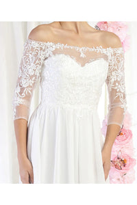 LA Merchandise LA1853B Classy Ivory Off the Shoulder Bridal Gowns - - LA Merchandise