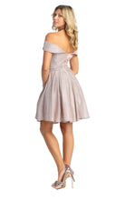Load image into Gallery viewer, LA Merchandise LA1877 Glitter Off The Shoulder Short Homecoming Dress - - LA Merchandise