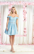 Load image into Gallery viewer, LA Merchandise LA1877 Glitter Off The Shoulder Short Homecoming Dress - BABY BLUE 2 - LA Merchandise