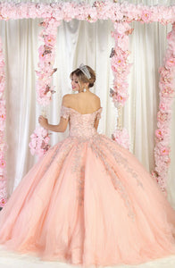 LA Merchandise LA187 Corset Floral Quinceanera Ball Gown with Detachable Sleeves - - LA Merchandise