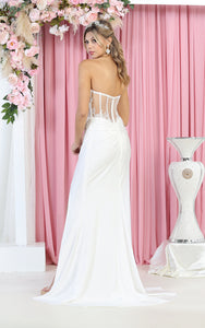LA Merchandise LA1887B Sexy Sheer Boned Bodice Bridal Dress Ivory - - LA Merchandise