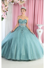 Load image into Gallery viewer, LA Merchandise LA188 Strapless Floral Quinceanera Dress - Sage - Dress LA Merchandise