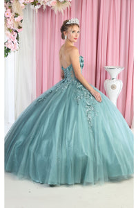 LA Merchandise LA188 Strapless Floral Quinceanera Dress - - Dress LA Merchandise