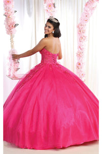 LA Merchandise LA188 Strapless Floral Quinceanera Dress - - Dress LA Merchandise