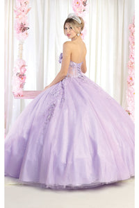 LA Merchandise LA188 Strapless Floral Quinceanera Dress - Lilac - Dress LA Merchandise