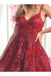 Load image into Gallery viewer, LA Merchandise LA1894 Short A-Line Floral Glitter Cocktail Party Dress - - LA Merchandise