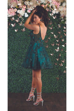 Load image into Gallery viewer, LA Merchandise LA1894 Short A-Line Floral Glitter Cocktail Party Dress - - LA Merchandise