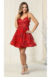 Load image into Gallery viewer, LA Merchandise LA1894 Short A-Line Floral Glitter Cocktail Party Dress - - LA Merchandise