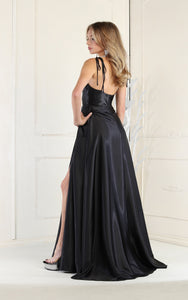 LA Merchandise LA1901 Long Bridesmaids Satin Dress - - LA Merchandise