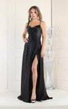Load image into Gallery viewer, LA Merchandise LA1901 Long Bridesmaids Satin Dress - BLACK - LA Merchandise