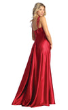 Load image into Gallery viewer, LA Merchandise LA1901 Long Slit Scoop Neck Bridesmaids Satin Dress - - LA Merchandise