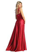 Load image into Gallery viewer, LA Merchandise LA1901 Long Slit Scoop Neck Bridesmaids Satin Dress - - LA Merchandise