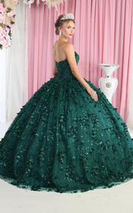 LA Merchandise LA190 Strapless Corset 3D Floral Quinceanera Ball Gown - - LA Merchandise