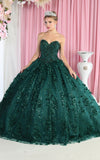Load image into Gallery viewer, LA Merchandise LA190 Strapless Corset 3D Floral Quinceanera Ball Gown - HUNTER GREEN - LA Merchandise