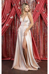 Load image into Gallery viewer, LA Merchandise LA1910 Corset Deep V-Neck Prom Gown - CHAMPAGNE - Dress LA Merchandise