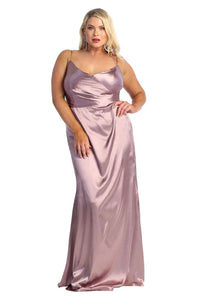 LA Merchandise LA1931 Simple Satin Plus Size Dresses - MAUVE - LA Merchandise