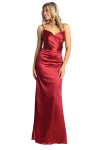 LA Merchandise LA1931 Simple Satin Plus Size Dresses - BURGUNDY - LA Merchandise