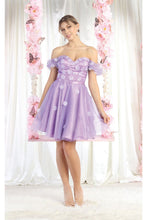 Load image into Gallery viewer, LA Merchandise LA1934 Off Shoulder 3D Floral Homecoming Dress - LILAC - LA Merchandise