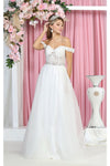 Load image into Gallery viewer, LA Merchandise LA1935B Off The Shoulder A-line Bridal Dress - IVORY - LA Merchandise