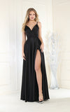 Load image into Gallery viewer, LA Merchandise LA1945 A-Line V-Neck Long Formal Evening Gown - BLACK - LA Merchandise