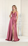 Load image into Gallery viewer, LA Merchandise LA1945 A-Line V-Neck Long Formal Evening Gown - LIPSTICK - LA Merchandise