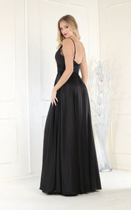 LA Merchandise LA1945 A-Line V-Neck Long Formal Evening Gown - - LA Merchandise