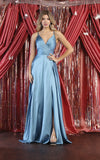 Load image into Gallery viewer, LA Merchandise LA1945 A-Line V-Neck Long Formal Evening Gown - DUSTY BLUE - LA Merchandise