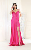 Load image into Gallery viewer, LA Merchandise LA1945 A-Line V-Neck Long Formal Evening Gown - FUCHSIA - LA Merchandise