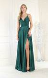 Load image into Gallery viewer, LA Merchandise LA1945 A-Line V-Neck Long Formal Evening Gown - HUNTER GREEN - LA Merchandise
