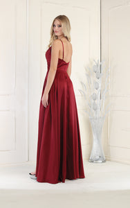 LA Merchandise LA1945 A-Line V-Neck Long Formal Evening Gown - - LA Merchandise