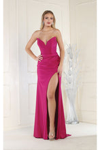 Load image into Gallery viewer, LA Merchandise LA1946 Ruched Bodice Formal Evening Gown - MAGENTA - Dress LA Merchandise
