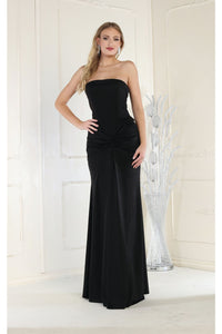 LA Merchandise LA1947 Simple Stretchy Evening Gown - BLACK - Dress LA Merchandise