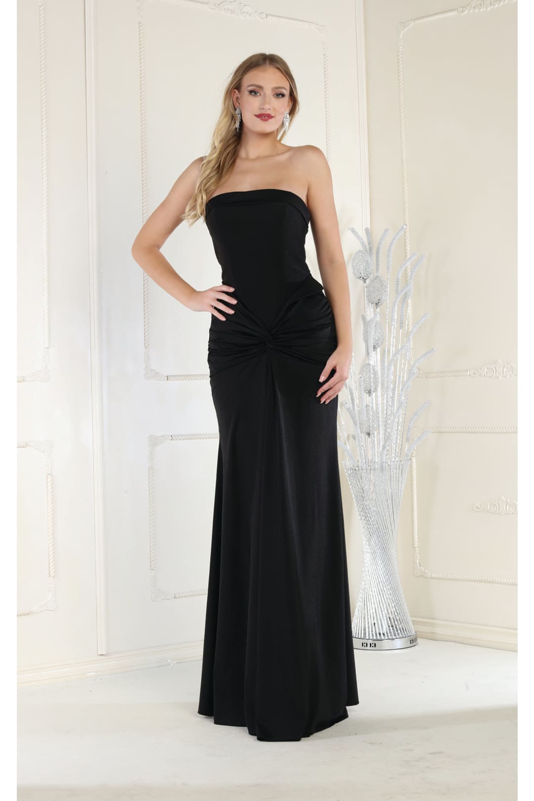 LA Merchandise LA1947 Simple Stretchy Evening Gown - BLACK - Dress LA Merchandise