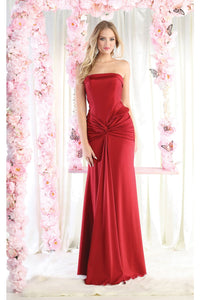 LA Merchandise LA1947 Simple Stretchy Evening Gown - BURGUNDY - Dress LA Merchandise