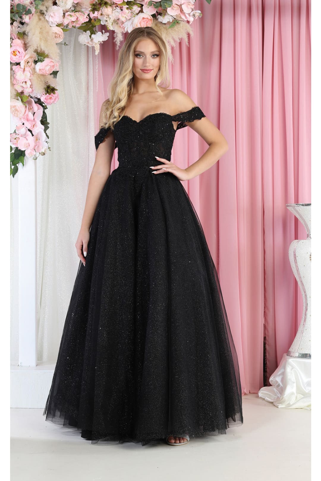 LA Merchandise LA194 Sheer Bodice Corset Quinceanera Dress - BLACK - LA Merchandise