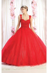 Load image into Gallery viewer, LA Merchandise LA194 Sheer Bodice Corset Quinceanera Dress - RED - LA Merchandise