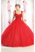 Load image into Gallery viewer, LA Merchandise LA194 Sheer Bodice Corset Quinceanera Dress - RED - LA Merchandise
